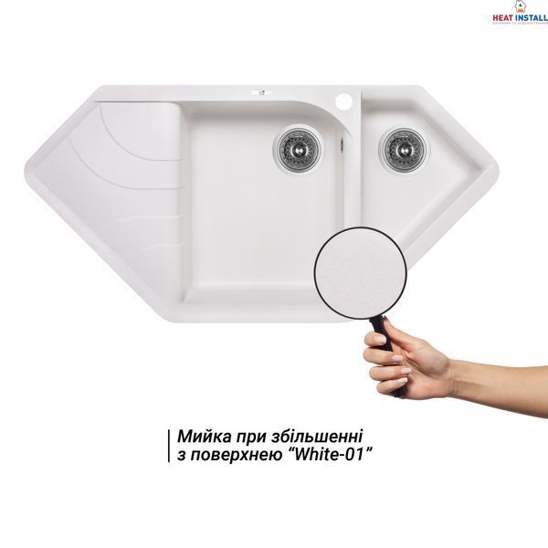 Кухонна мийка з додатковою чашею Lidz 1000x500/225 WHI-01 (LIDZWHI011000500225) SD00044511 фото