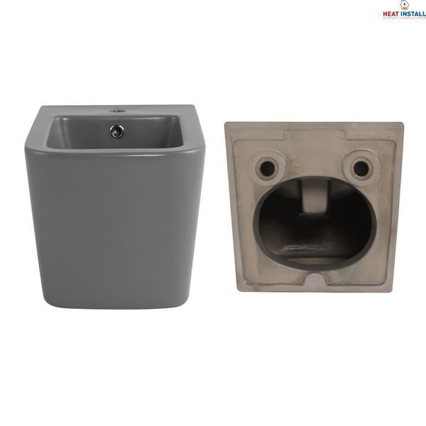 Комплект Qtap Tern Stone grey 3 в 1: підвісний унітаз Ultra Quiet + біде підвісне + раковина накладна QTTERSG49162 SD00055286 фото