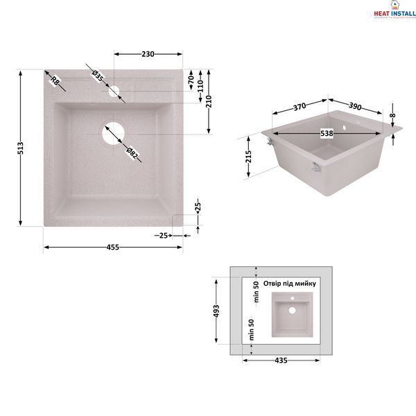 Кухонна мийка Lidz 460х515/200 MAR-07 (LIDZMAR07460515200) SD00042420 фото