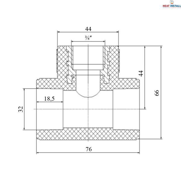 Трійник PPR Blue Ocean 32х3/4"х32 ВР SD00009250 фото