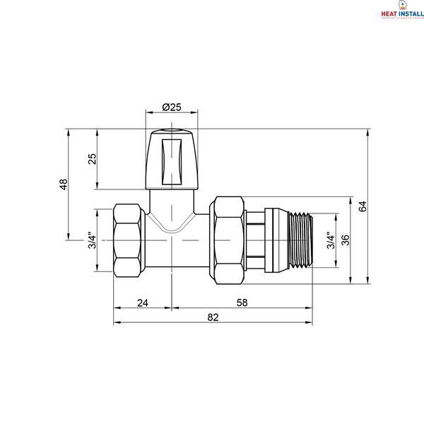 Кран радіаторний Icma 3/4" з антипротіканням прямий без ручки №815+940 SD00023710 фото