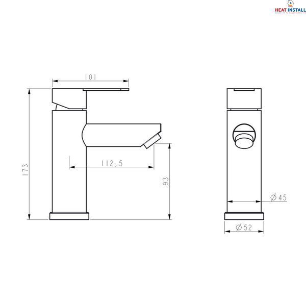 Змішувач для раковини Brinex Pure 001F низький Nickel BRIPUR001FNKL SD00053172 фото