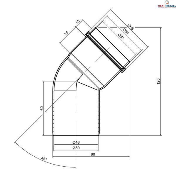Коліно PPR каналізаційне TA Sewage 50, 45&deg; SD00034417 фото