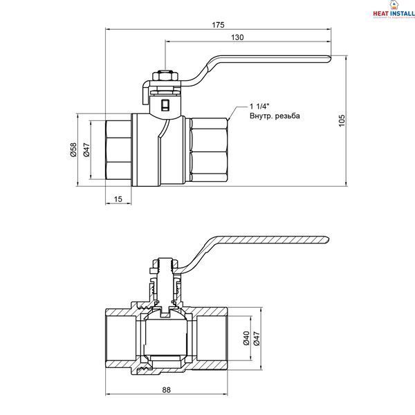 Кран кульовий Thermo Alliance Forte 1&nbsp;1/4 ВР" для води (ручка) SF600W32 SD00010555 фото