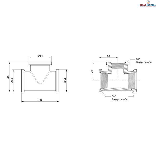 Трійник Icma 3/4"х1/2"х3/4" ВР №1203 SD00030441 фото