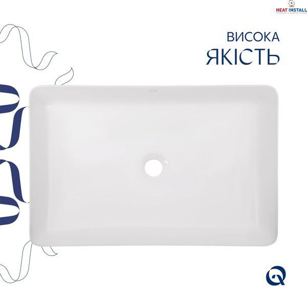 Комплект Qtap Tern: Раковина накладна прамокутна 600x400x110 мм WHITE + Донний клапан PU02 SD00053427 фото