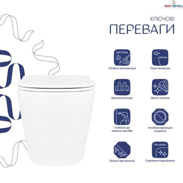 Унітаз підвісний Qtap Scorpio безободковий Ultra Quiet з сидінням Soft-close QT14332380ASW SD00054227 фото
