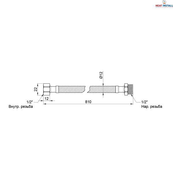 Гнучка підводка для води Thermo Alliance Standart 80 см ГШ SD398W80 SD00010894 фото
