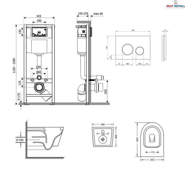 Готове рішення Qtap для ванної кімнати: підвісний унітаз Swan Ultra Quiet 485x360x320 + комплект інсталяції Nest 4 в 1 (кругла клавіша Satin) SD00051276 фото