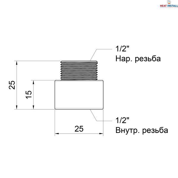 Подовжувач Thermo Alliance Standart 25х1/2" хром SD1301525 SD00010130 фото