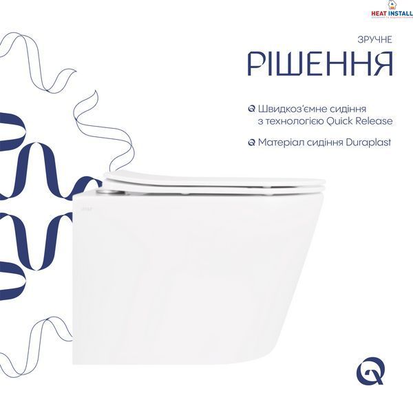 Унітаз підвісний Qtap Scorpio безободковий Ultra Quiet з сидінням Soft-close QT14332380ASW SD00054227 фото