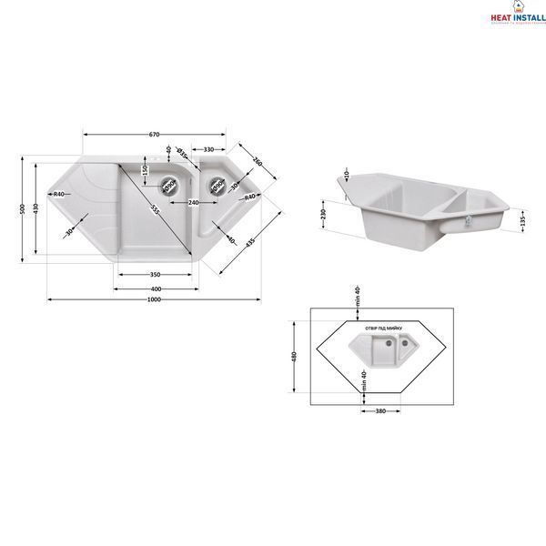 Кухонна мийка з додатковою чашею Lidz 1000x500/225 GRA-09 (LIDZGRA091000500225) SD00044513 фото