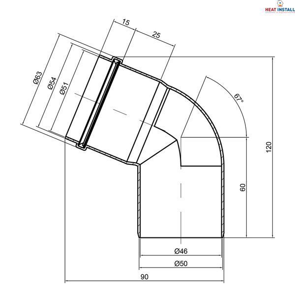 Коліно PPR каналізаційне TA Sewage 50, 67&deg; SD00034419 фото