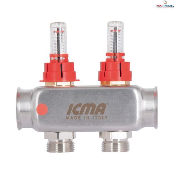 Колектор Icma № К073 з витратомірами (нерж.) 1"&nbsp;х&nbsp;3/4" на 2 виходи SD00054038 фото