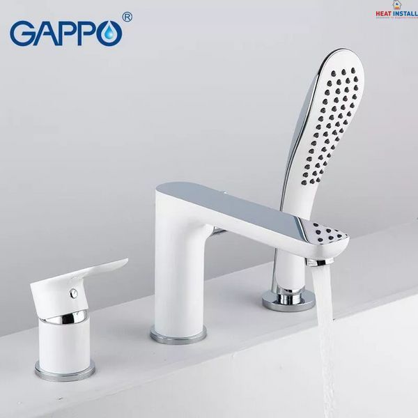 Змішувач для ванни на борт GAPPO G1148, білий/хром 1034027 фото