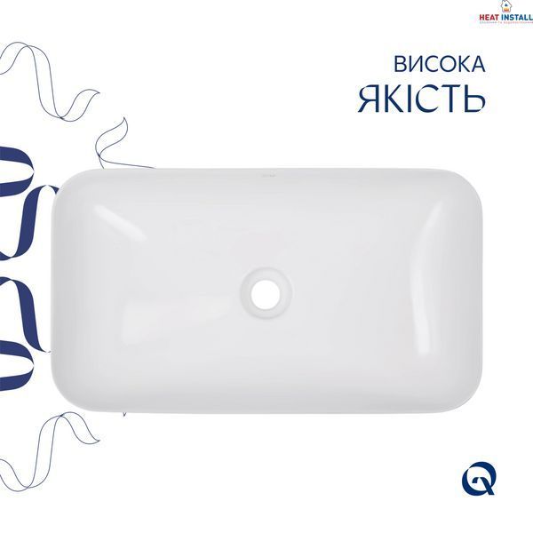 Комплект Qtap Tern: Раковина накладна прамокутна 610x350x135 мм WHITE + Донний клапан PU02 SD00053428 фото