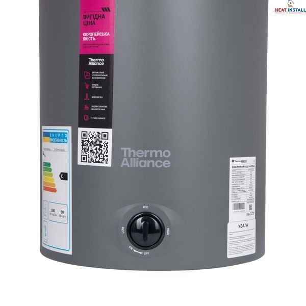 Водонагрівач електричний 80 л Grey універсальний, мокрий ТЕН 1,5 кВт D80VH15Q3G Thermo Alliance SD00055134 фото