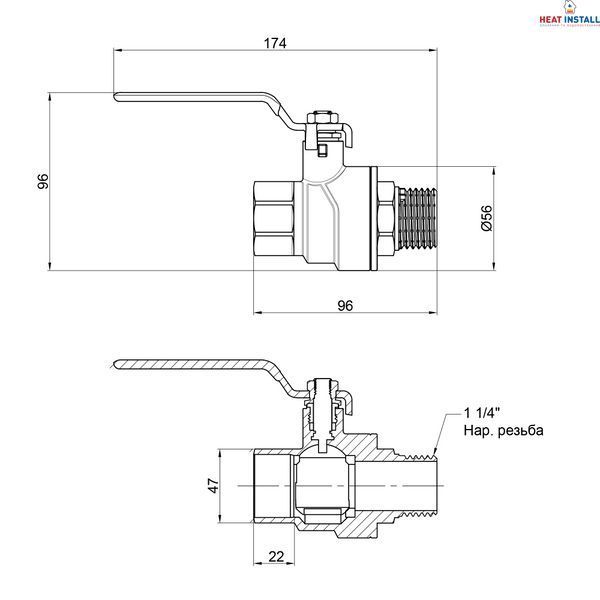 Кран кульовий Thermo Alliance Forte 1&nbsp;1/4 ВЗ для води (ручка) SF605W32 SD00010557 фото