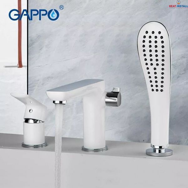 Змішувач для ванни на борт GAPPO G1148, білий/хром 1034027 фото