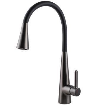 Змішувач для кухні Globus Lux LAZER Pro GLPR-203SM-GPлатунь Графіт,гофровилив Чорний з душ.насадкою 000028923 фото