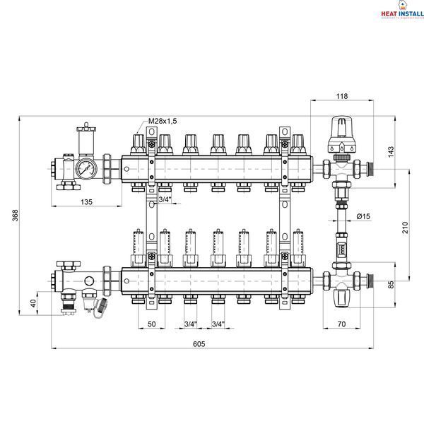 Колекторна група Icma 1" 7 виходів, з витратоміром №K0111 SD00005142 фото