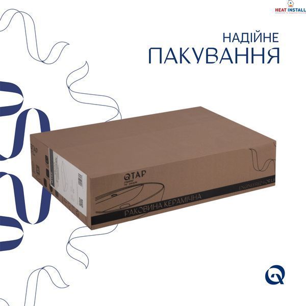 Комплект Qtap Virgo: Раковина накладна прамокутна 490х350х110 мм White + Донний клапан PU02 SD00053429 фото