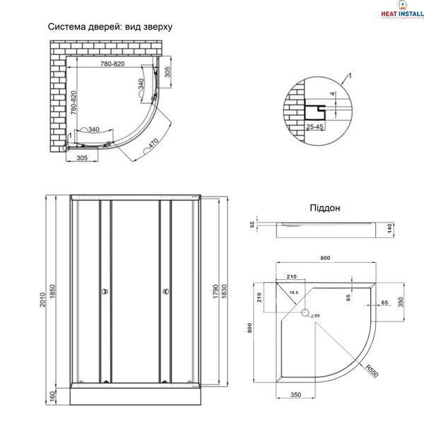 Душова кабіна Lidz Latwa SC80x80.SAT.LOW.GR, скло тон. 4 мм + Lidz Душовий піддон KAPIELKA ST80x80x15 SD00051438 фото