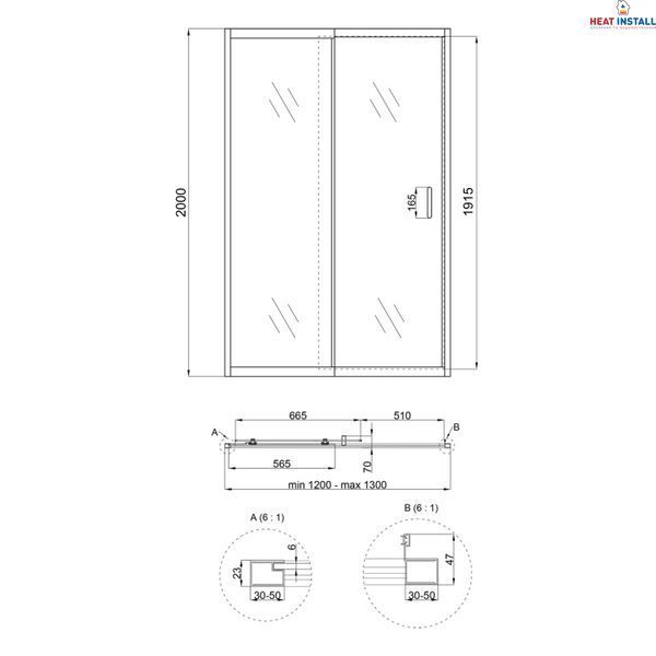 Душові двері в нішу Qtap Taurus CRM2012-13.C6 120-130x200 см, скло Clear 6 мм, покриття CalcLess SD00045297 фото