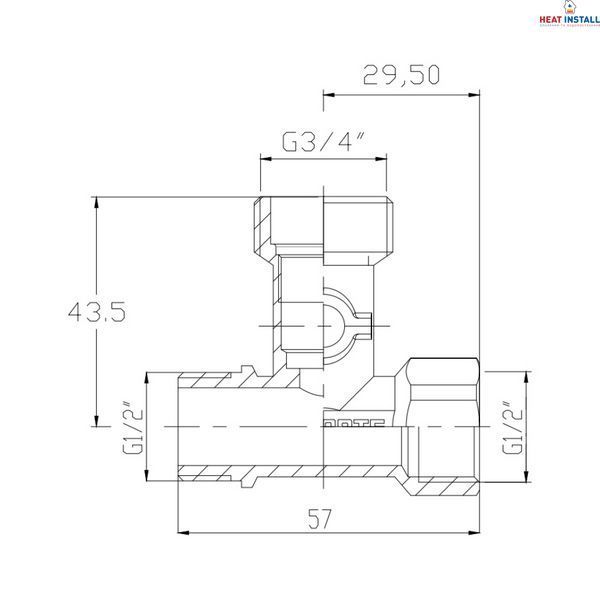 Кран приладовий кульовий Thermo Alliance Forte 1/2"х3/4"х1/2" SF186W152015 SD00009371 фото