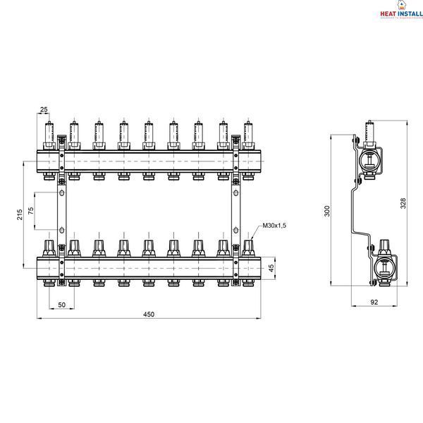 Колектор з витратомірами Thermo Alliance Forte 1" 9 виходів SF001W9 SD00039948 фото
