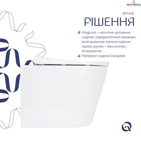 Унітаз підвісний Qtap Scorpio ML Ultra Quiet 520x365x365&nbsp;мм, з сидінням Soft-close MagLock, White QTSCOML26W49624 SD00055748 фото
