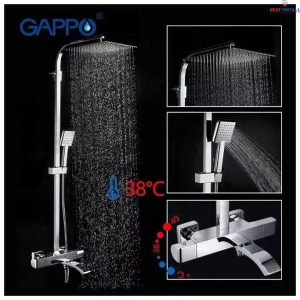Душова система з термостатом GAPPO G2407-40, вилив - перемикач на лійку, хром 1034060 фото