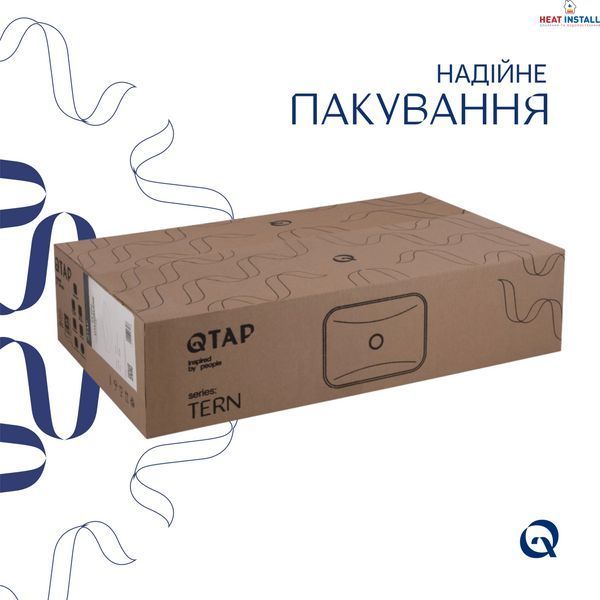 Раковина накладна Qtap Tern Раковина накладна 610x350x135 мм, Marble, прямокутна, з донним клапаном QTTER188MR49791 SD00055915 фото