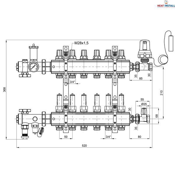 Колекторна група Icma 3/4" 6 виходів, з витратоміром №A3K013 SD00032798 фото