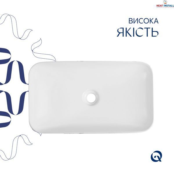 Раковина накладна Qtap Tern Раковина накладна 610x350x135 мм, Marble, прямокутна, з донним клапаном QTTER188MR49791 SD00055915 фото
