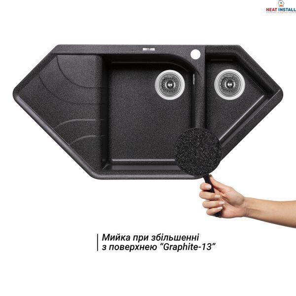 Кухонна мийка з додатковою чашею Lidz 1000x500/225 GRF-13 (LIDZGRF131000500225) SD00044515 фото