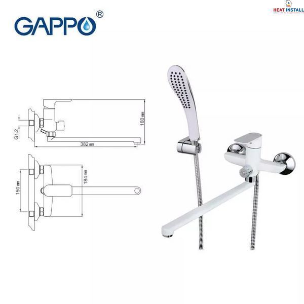 Змішувач для ванни GAPPO G2248, білий/хром 1034030 фото