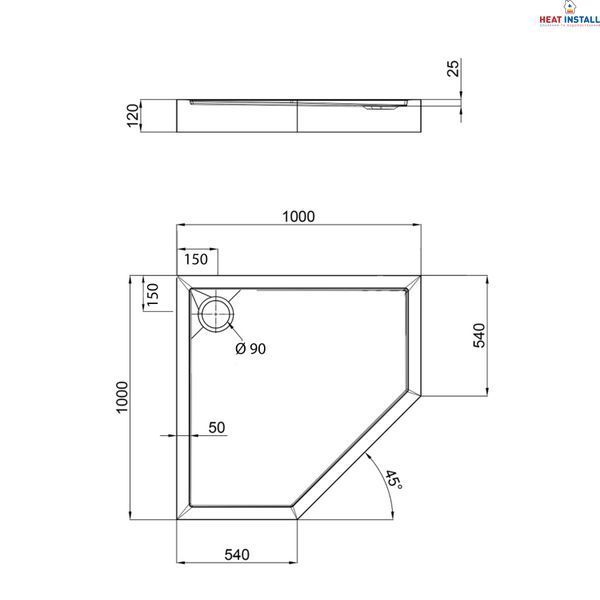 Душовий піддон Qtap Diamond 301112 100x100x12 см + сифон SD00046993 фото