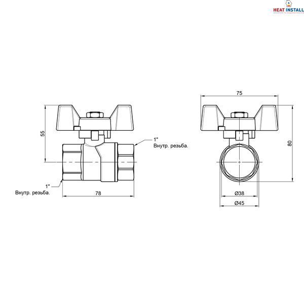 Кран кульовий Thermo Alliance Forte 1" ВР для води (метелик) SF602W25 SD00010559 фото