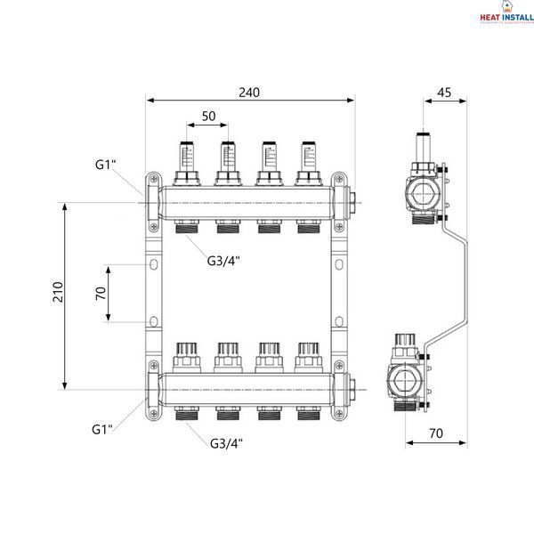 Колектор з витратомірами Thermo Alliance Standart 1" 4 виходи SD0044 SD00041503 фото