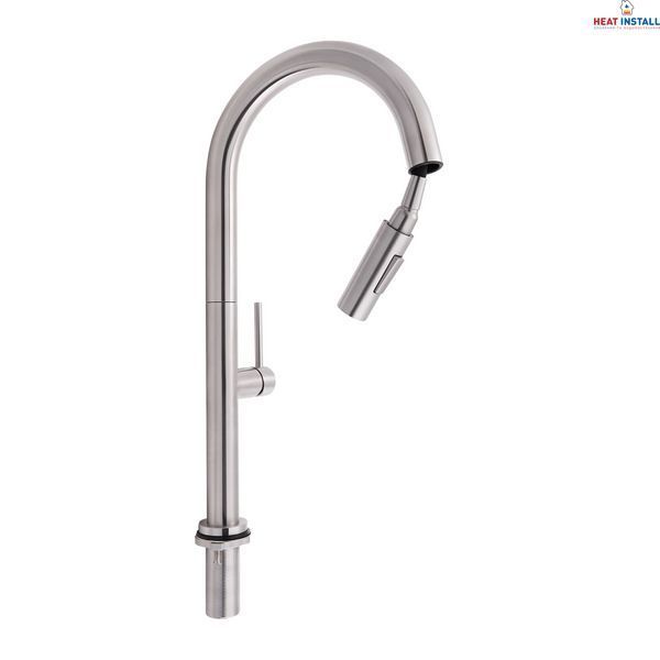 Змішувач для кухні Qtap Lenicka з висувним виливом QTLEN9138103UN Brushed Nickel PVD SD00042264 фото