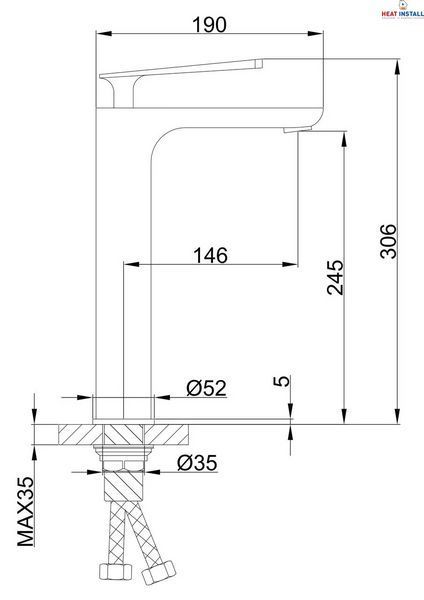 Змішувач для умивальника Frap F1052-57 високий, чорний 1037346 фото