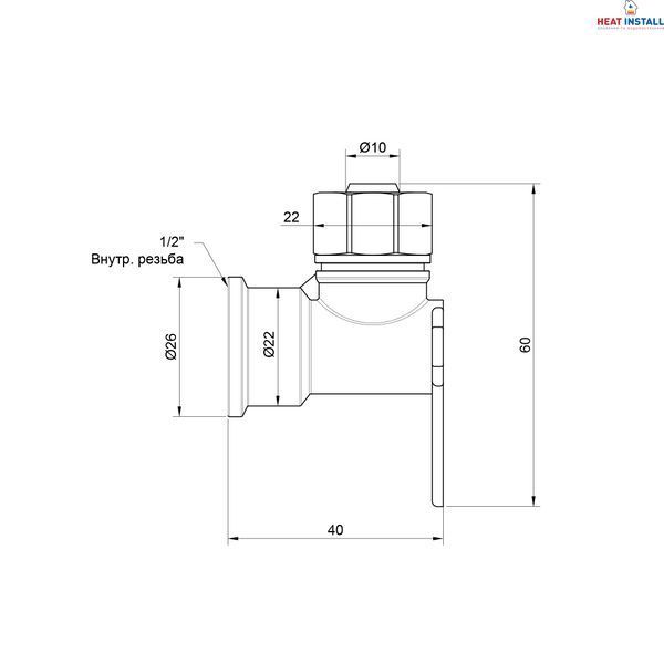 Кут обтискний Thermo Alliance Standart настінний 16х1/2" ВР SD162W1615 SD00002709 фото
