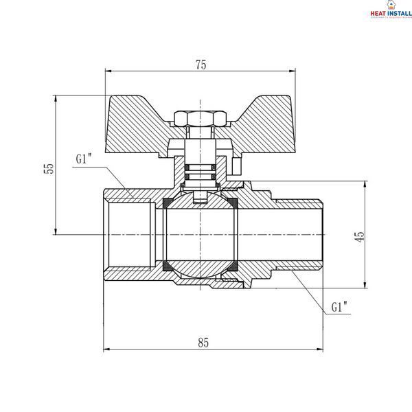 Кран кульовий Thermo Alliance Forte 1" ВЗ для газа (метелик) SF607G25 SD00010562 фото