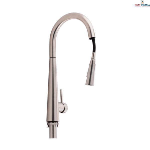 Змішувач для кухні Qtap Evicka з висувним виливом QTEVI91103UN Brushed Nickel PVD SD00042267 фото
