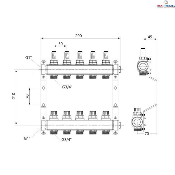 Колектор з витратомірами Thermo Alliance Standart 1" 5 виходи SD0045 SD00041504 фото