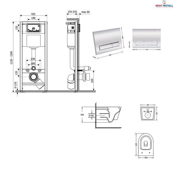 Готове рішення Qtap для ванної кімнати: підвісний унітаз Swan Ultra Quiet 520x360x320 + комплект інсталяції Nest 4 в 1 (лінійна клавіша Chrome) SD00054324 фото