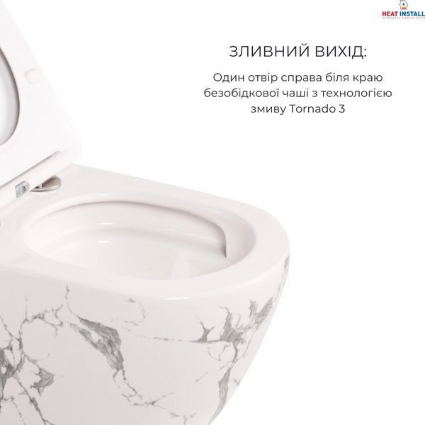Комплект Qtap Robin Marble 3 в 1: підвісний унітаз Ultra Quiet + біде підвісне + раковина накладна QTROBMR49160 SD00055284 фото