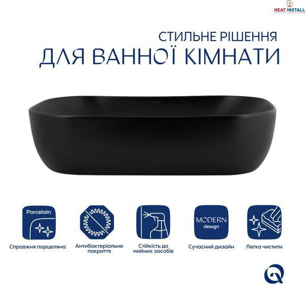 Раковина-чаша Qtap Robin 600x390x150 Matt black QT132143PMBMBN SD00052909 фото