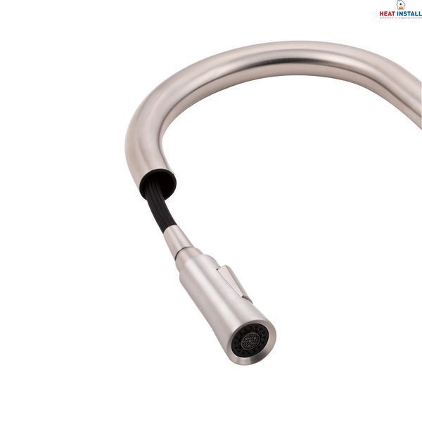 Змішувач для кухні Qtap Evicka з висувним виливом QTEVI91103UN Brushed Nickel PVD SD00042267 фото